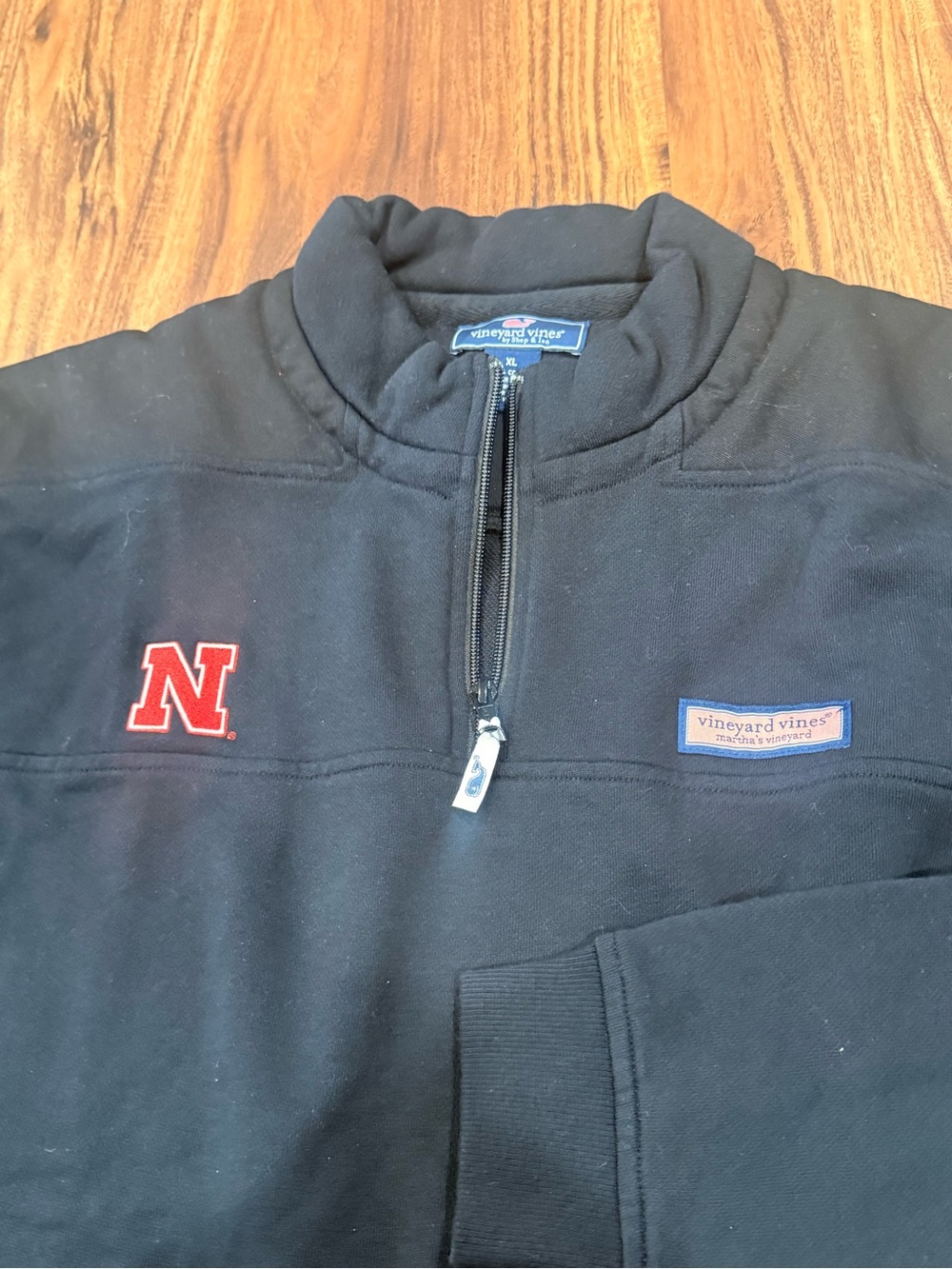 Vineyard Vines Men's Black Half-Zip Pullover with Red 'N' Patch